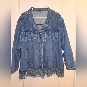 Fringe Denim Jacket, Western Jean Jacket, Blue Jean Jacket, Fringe Jacket